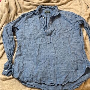 Gitman Bros linen chambray pop-over shirt